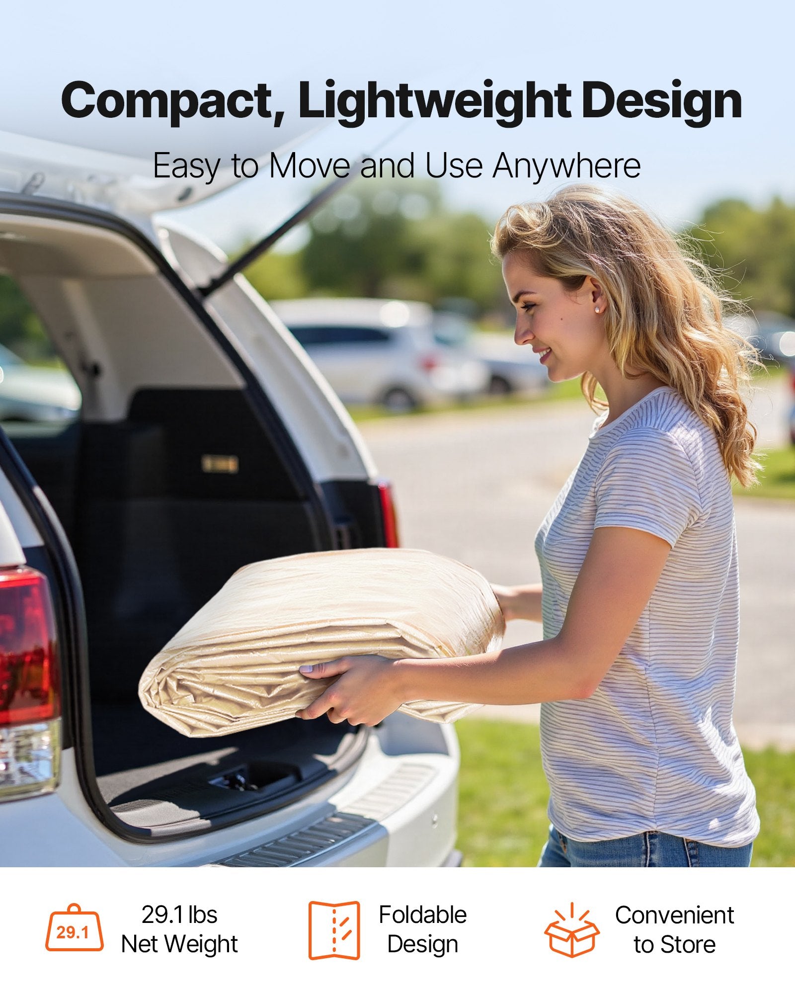 VEVOR Carport Replacement Canopy, 6 x 3 m Potable Garage Tent Top Tarp with Sidewalls, UV-Resistant & Waterproof, Heavy Duty Car Shelter Tarp with Ball Buggees, Beige, Frame Not Included