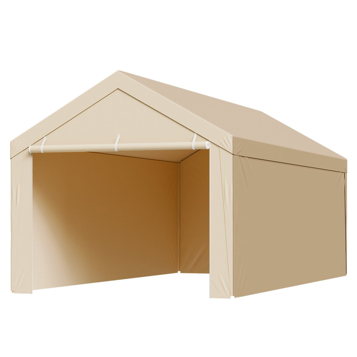 VEVOR Carport Replacement Canopy, 6 x 3 m Potable Garage Tent Top Tarp with Sidewalls, UV-Resistant & Waterproof, Heavy Duty Car Shelter Tarp with Ball Buggees, Beige, Frame Not Included