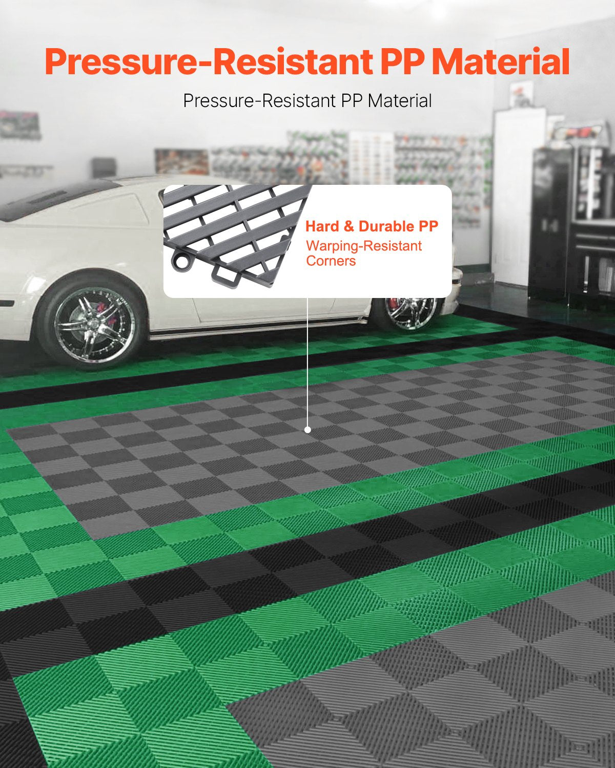 VEVOR Interlocking Drainage Mat, 31 x 31 cm Modular Interlocking Cushion, 50 Pcs Splicing Drainage Mats, Non-Slip Gray PP Drainage Floor Tile and Shower Mat, for Garage, Garden, Kitchen & Outdoor