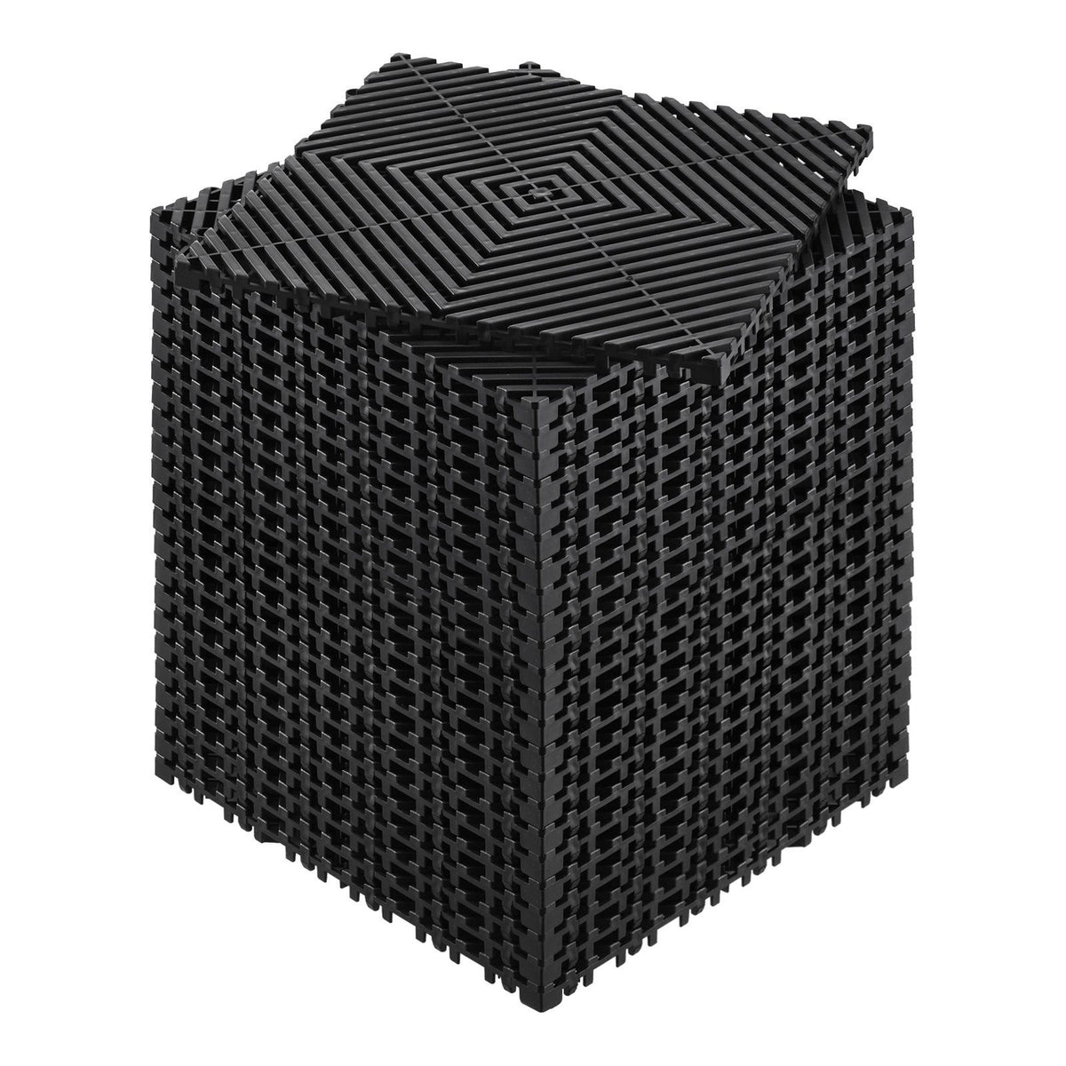 Interlocking Drainage Mat, 31 x 31 cm Modular Interlocking Cushion, 24 Pcs Splicing Drainage Mats, Non-Slip Black PP Drainage Floor Tile and Shower Mat, for Garage, Garden, Kitchen &amp; Outdoor