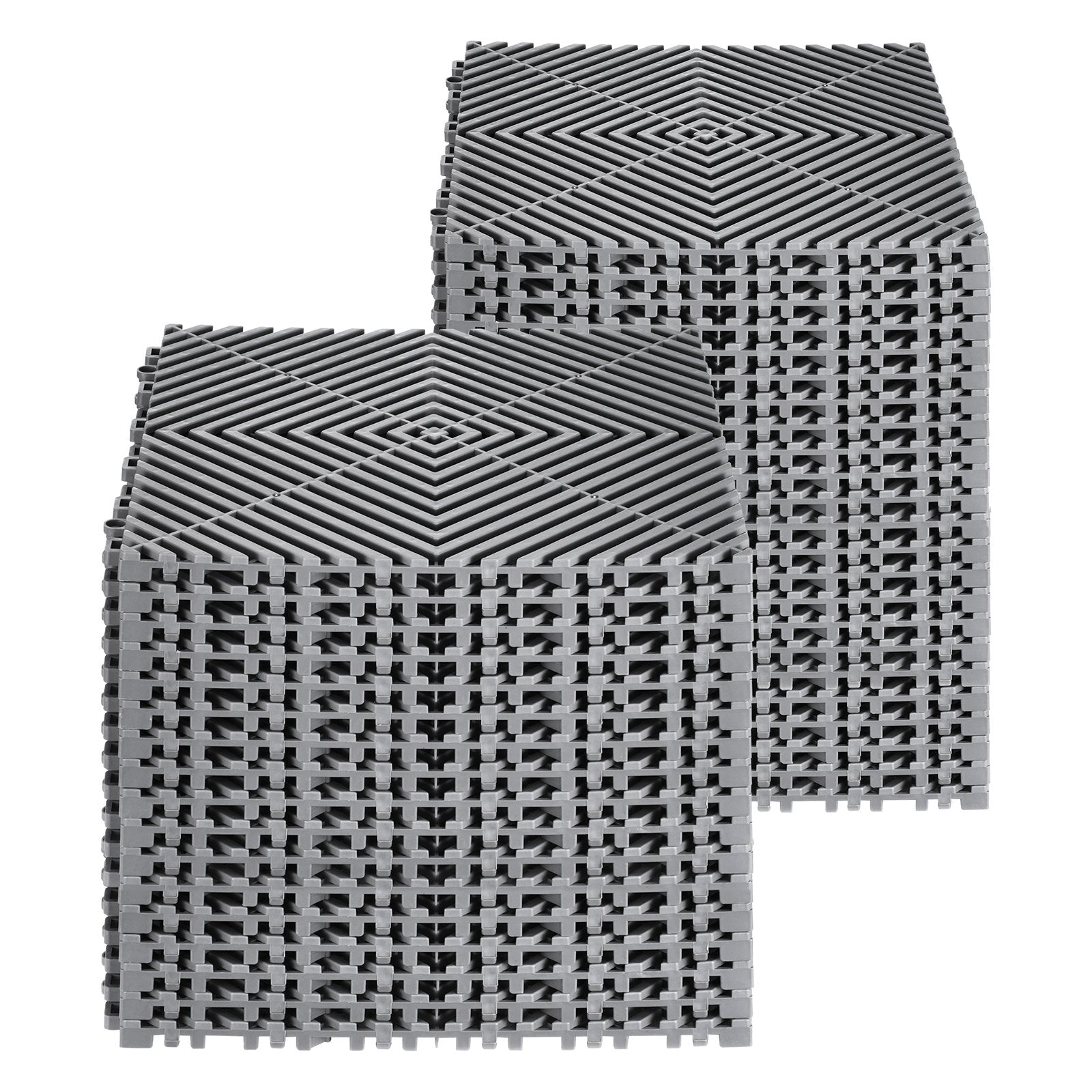 VEVOR Interlocking Drainage Mat, 31 x 31 cm Modular Interlocking Cushion, 40 Pcs Splicing Drainage Mats, Non-Slip Gray PP Drainage Floor Tile and Shower Mat, for Garage, Garden, Kitchen & Outdoor
