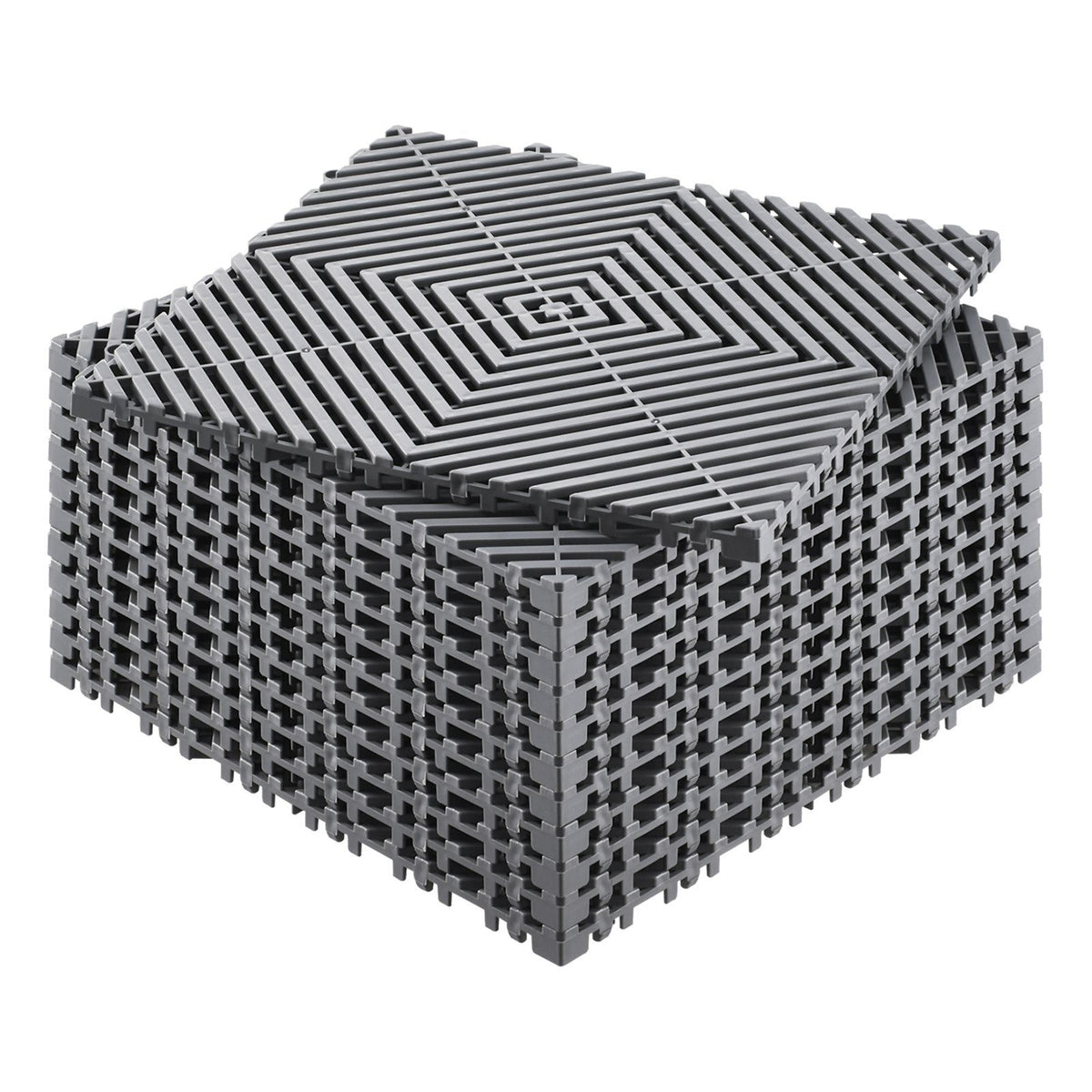 Interlocking Drainage Mat, 31 x 31 cm Modular Interlocking Cushion, 12 Pcs Splicing Drainage Mats, Non-Slip Gray PP Drainage Floor Tile and Shower Mat, for Garage, Garden, Kitchen &amp; Outdoor