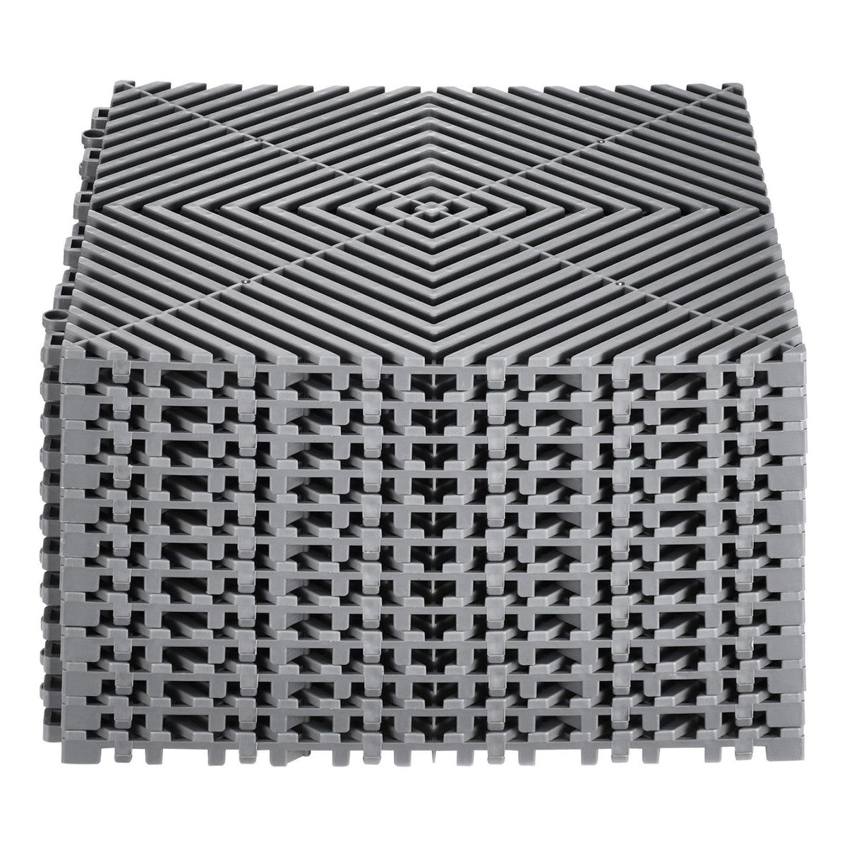 Interlocking Drainage Mat, 31 x 31 cm Modular Interlocking Cushion, 12 Pcs Splicing Drainage Mats, Non-Slip Gray PP Drainage Floor Tile and Shower Mat, for Garage, Garden, Kitchen & Outdoor