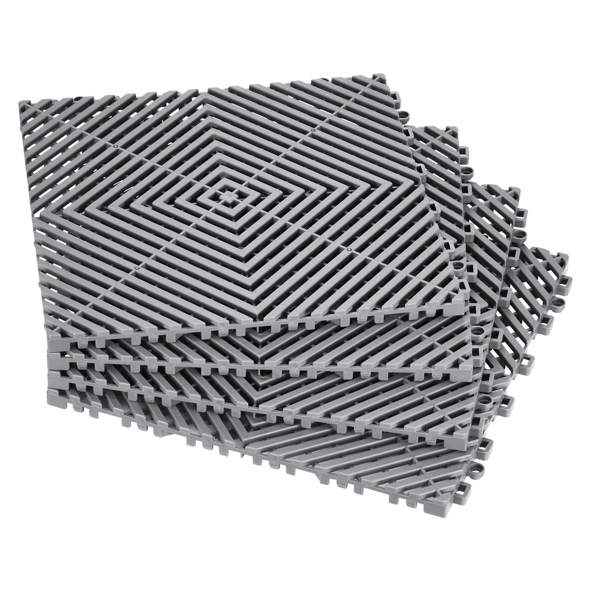 Interlocking Drainage Mat, 31 x 31 cm Modular Interlocking Cushion, 12 Pcs Splicing Drainage Mats, Non-Slip Gray PP Drainage Floor Tile and Shower Mat, for Garage, Garden, Kitchen & Outdoor