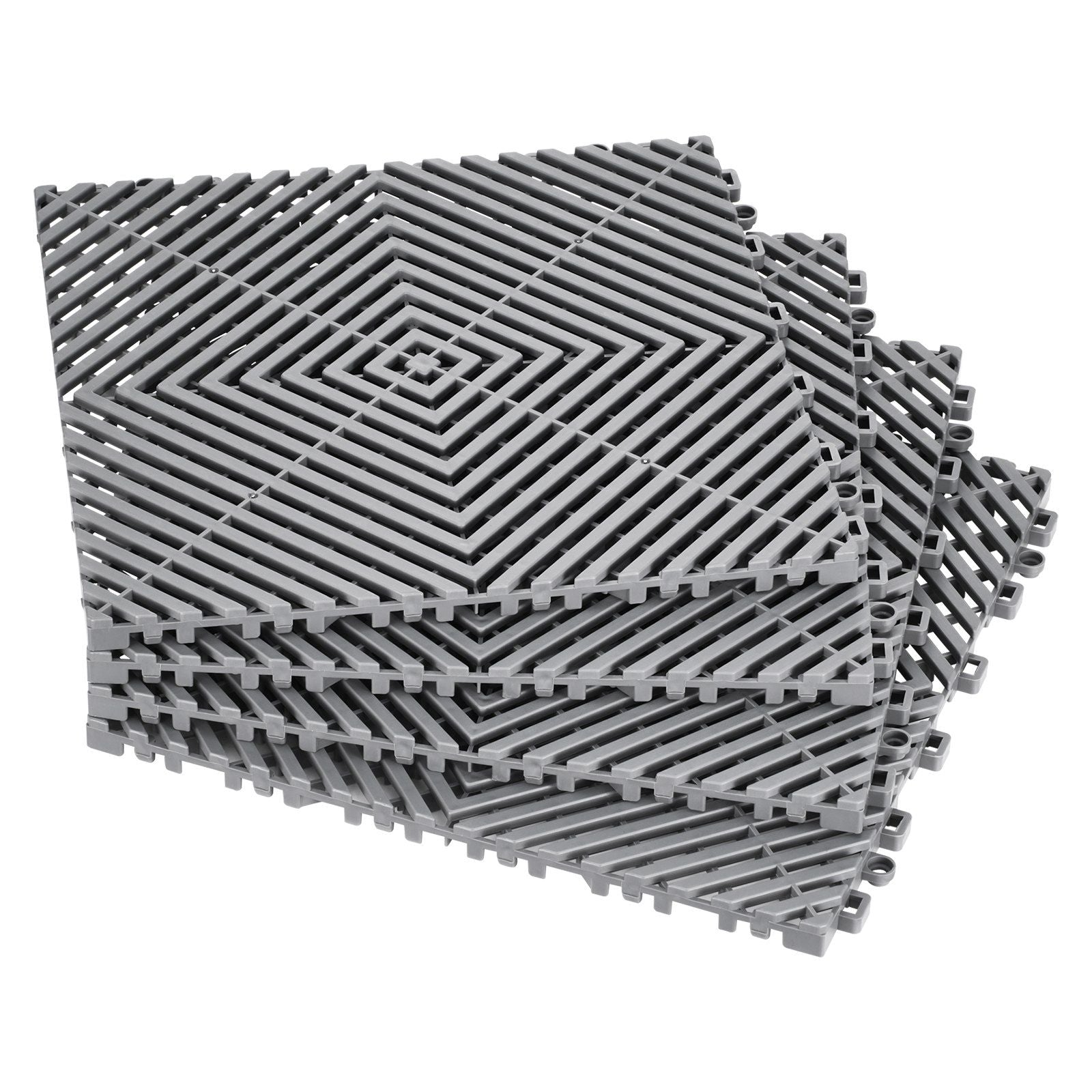 Interlocking Drainage Mat, 31 x 31 cm Modular Interlocking Cushion, 12 Pcs Splicing Drainage Mats, Non-Slip Gray PP Drainage Floor Tile and Shower Mat, for Garage, Garden, Kitchen & Outdoor