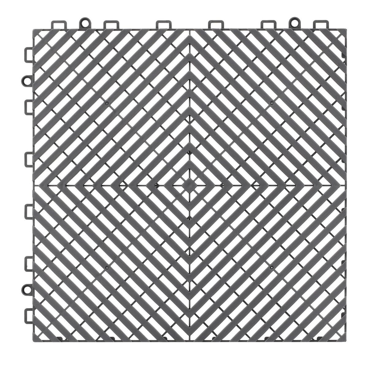 Interlocking Drainage Mat, 31 x 31 cm Modular Interlocking Cushion, 12 Pcs Splicing Drainage Mats, Non-Slip Gray PP Drainage Floor Tile and Shower Mat, for Garage, Garden, Kitchen & Outdoor