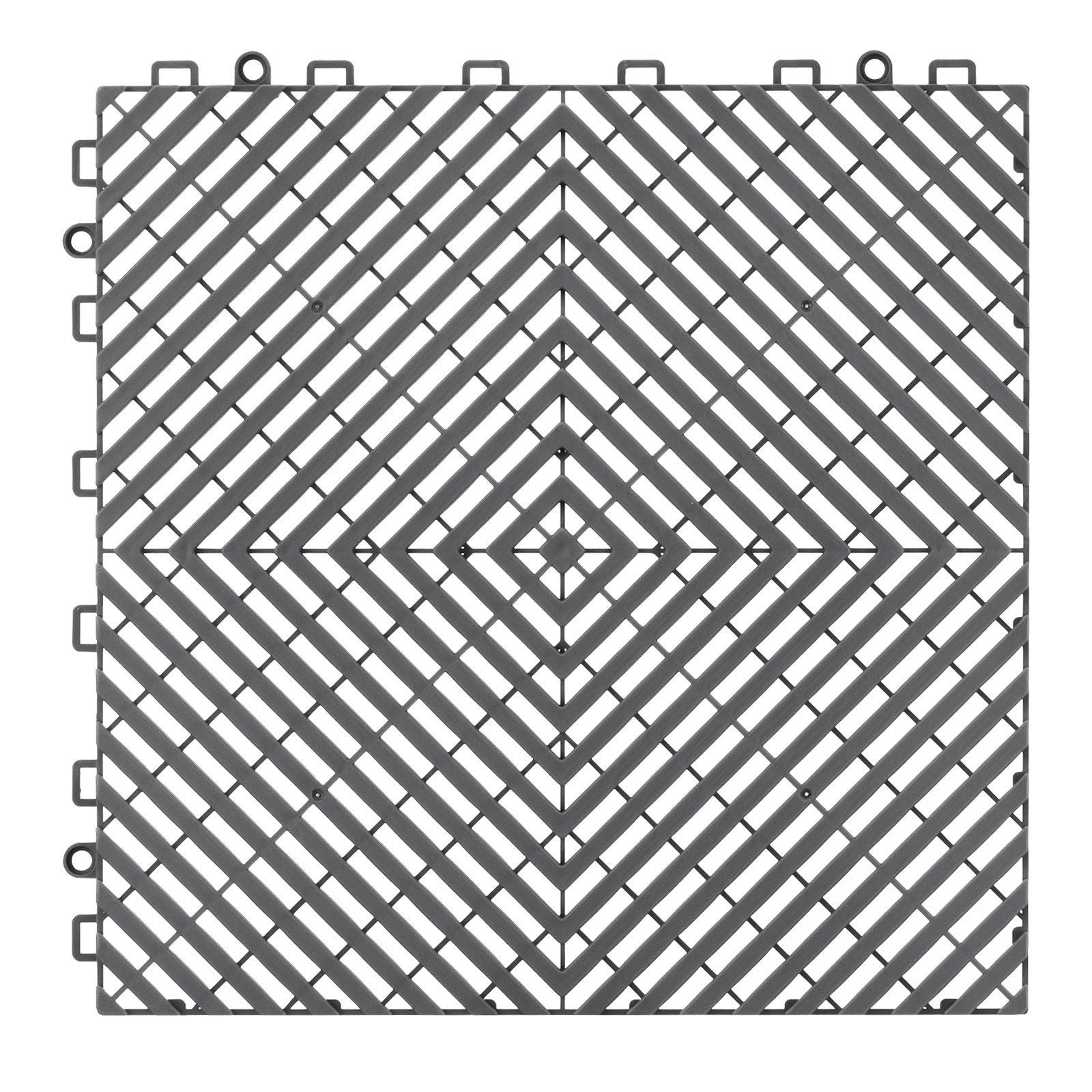 Interlocking Drainage Mat, 31 x 31 cm Modular Interlocking Cushion, 12 Pcs Splicing Drainage Mats, Non-Slip Gray PP Drainage Floor Tile and Shower Mat, for Garage, Garden, Kitchen & Outdoor