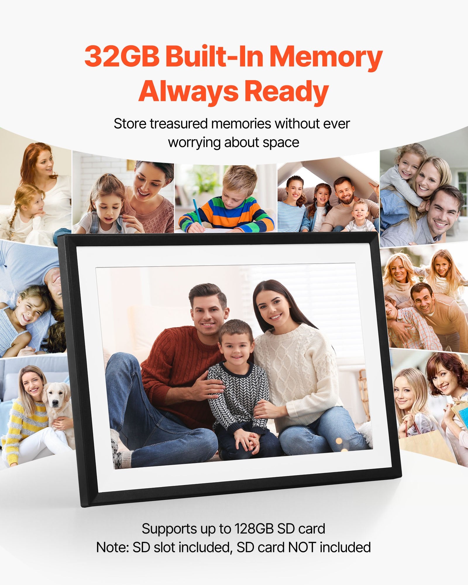 VEVOR 260 mm Digital Picture Frame 32GB Touchscreen 2-Pack Wi-Fi Photo Frames