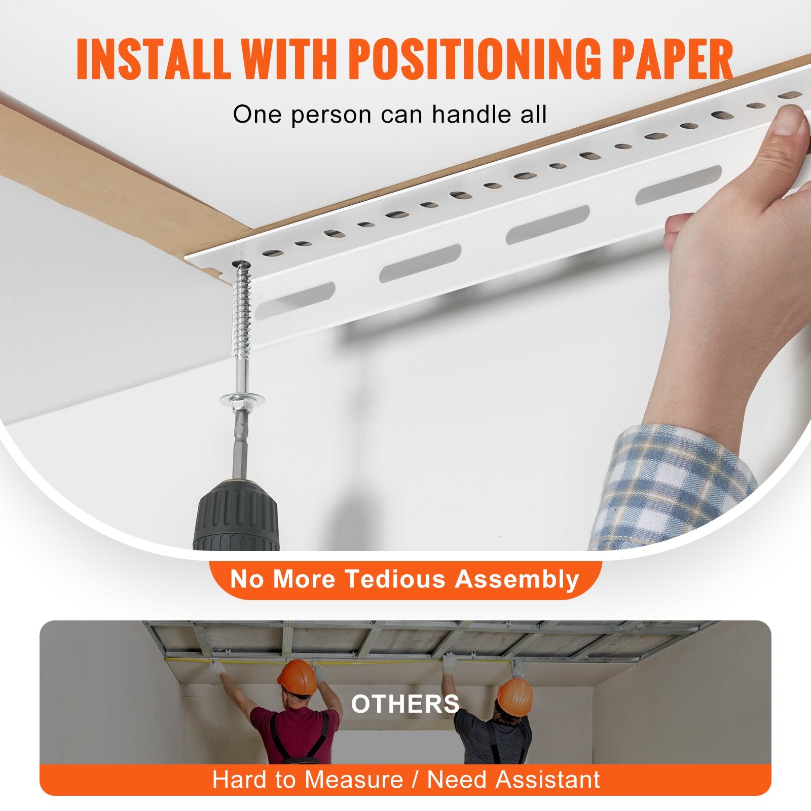 VEVOR Overhead Garage Storage Rack, 91.44x243.84cm Garage Ceiling Storage Racks, Heavy Duty Adjustable Cold Rolled Steel Racks for Garage Storage, Organization, 272.16kg Load Capacity, 22''-40", White