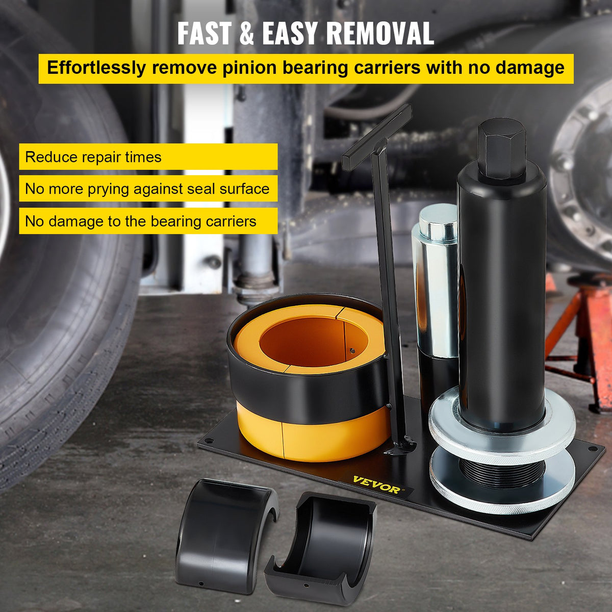 VEVOR Carrier & Pinion Bearing Puller, Compatible with Dana 30, 40, 60, 70, Ford 9\" Bearings, Pinion Puller Tool with 2 Clamshells, 45# Steel Clamshell Carrier Bearing Puller for Auto Repair