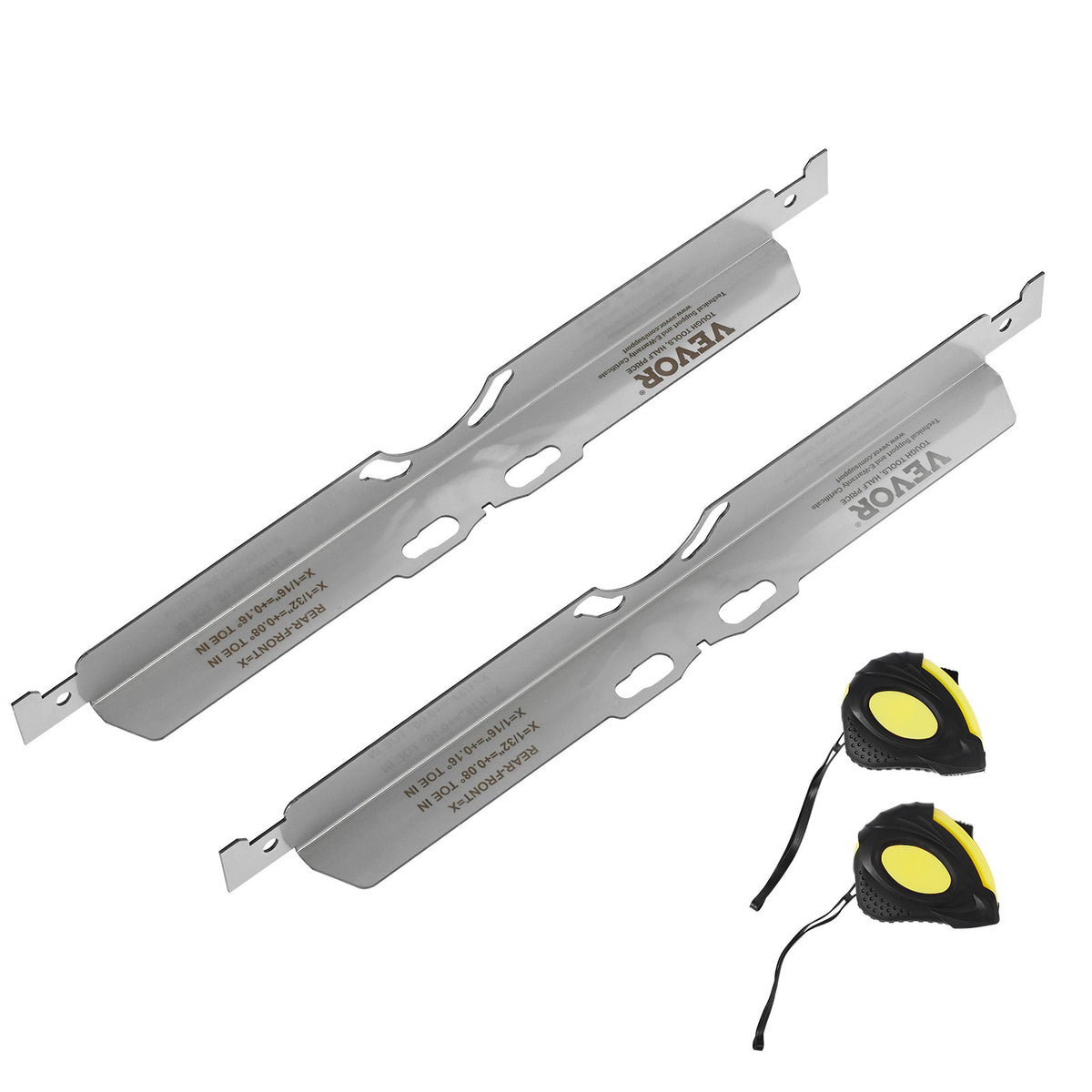 VEVOR Wheel Alignment Tool, 2-Pack Toe Alignment Toe Plates, Stainless Steel Wheel Alignment Tool Plate, Toe Angle Accurate Measurement, Includes 2 Measuring Tapes &amp; Conversion Chart