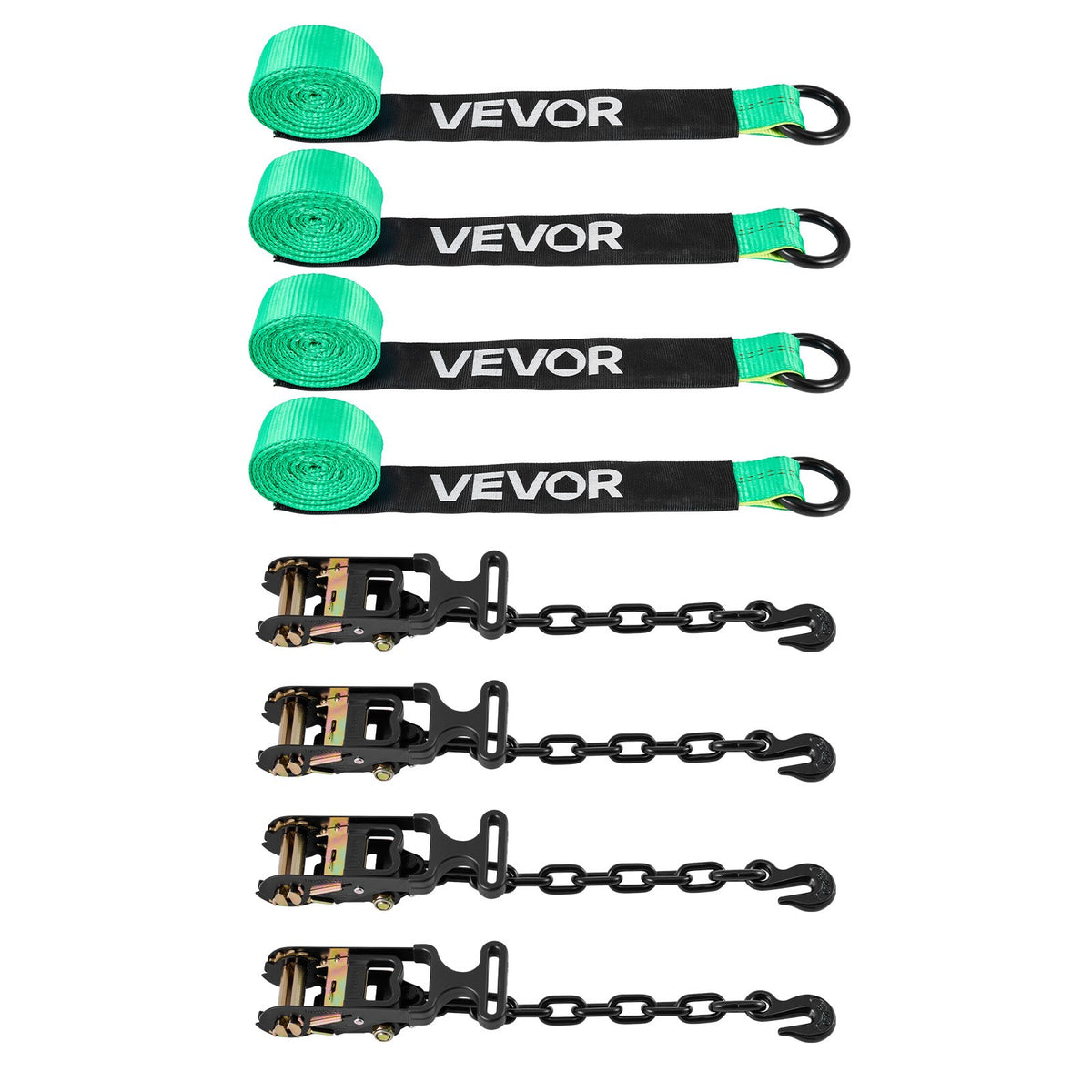 VEVOR Wheel Chock Tie-Down Kit, Tire-Style Tow Dolly Strap, Car Tie Down Kit with Heavy-Duty Hook, Break Strength 4540 kg & Working Load 1512 kg Motorcycle Tie-Down System with O-Ring for ATV, SUV
