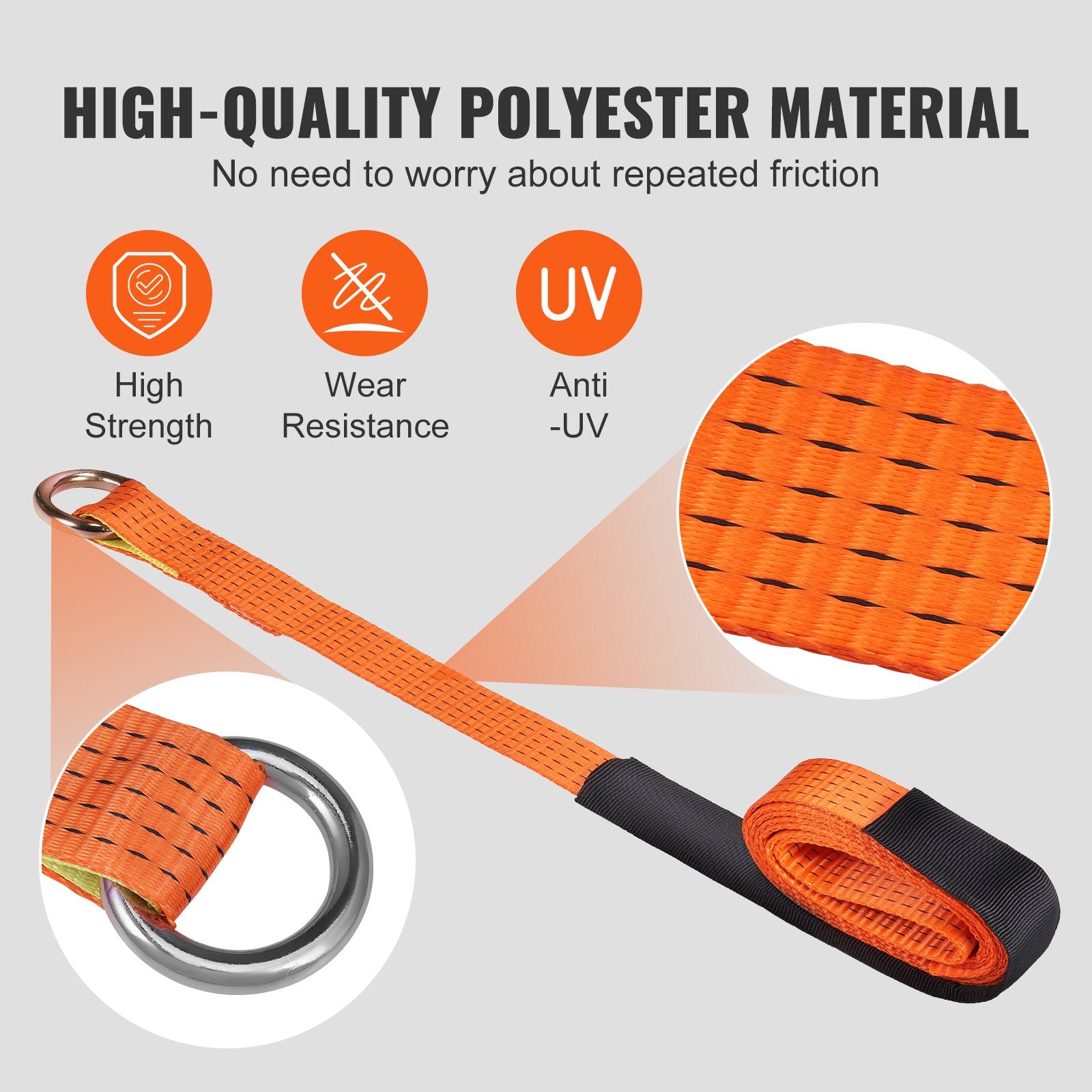 VEVOR Ratchet Tie Down Straps Kit, 5.08" x 304.8" Tire Straps, 2500kgs Working Load, 11023 LBS Breaking Strength, Car Tie Down Straps with Snap Hooks for Passenger Car, Truck, Trailer, 4-Pack