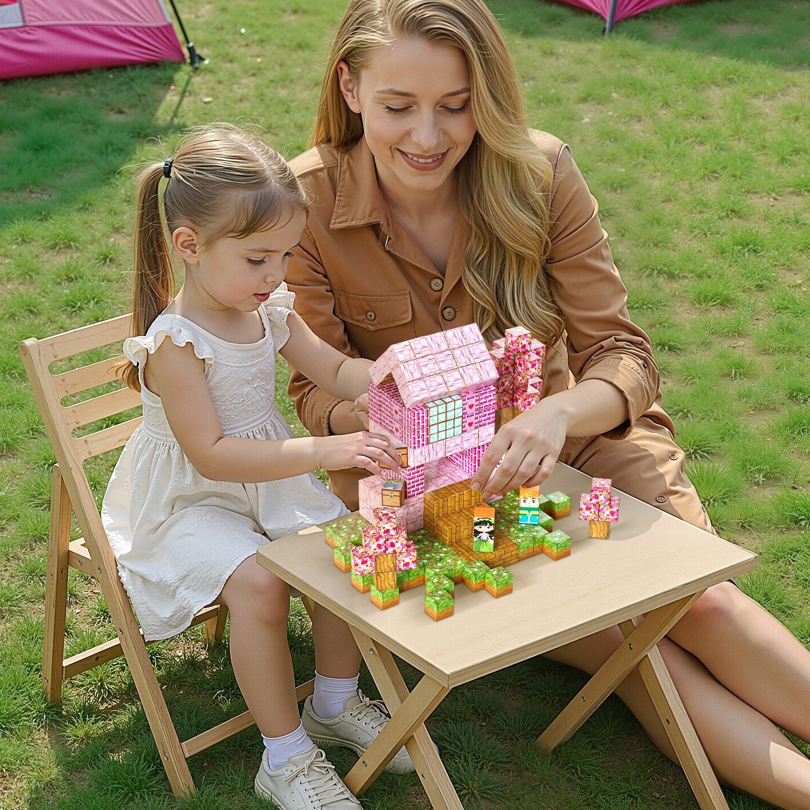 VEVOR Magnetic Blocks, 100 PCS Princess Castle Set, Magnetic Building Cubes for Kids, STEM Montessori Sensory Toys for Christmas Birthday Gift, Construction Stacking Toy for 3+ Years Old Boys & Girls