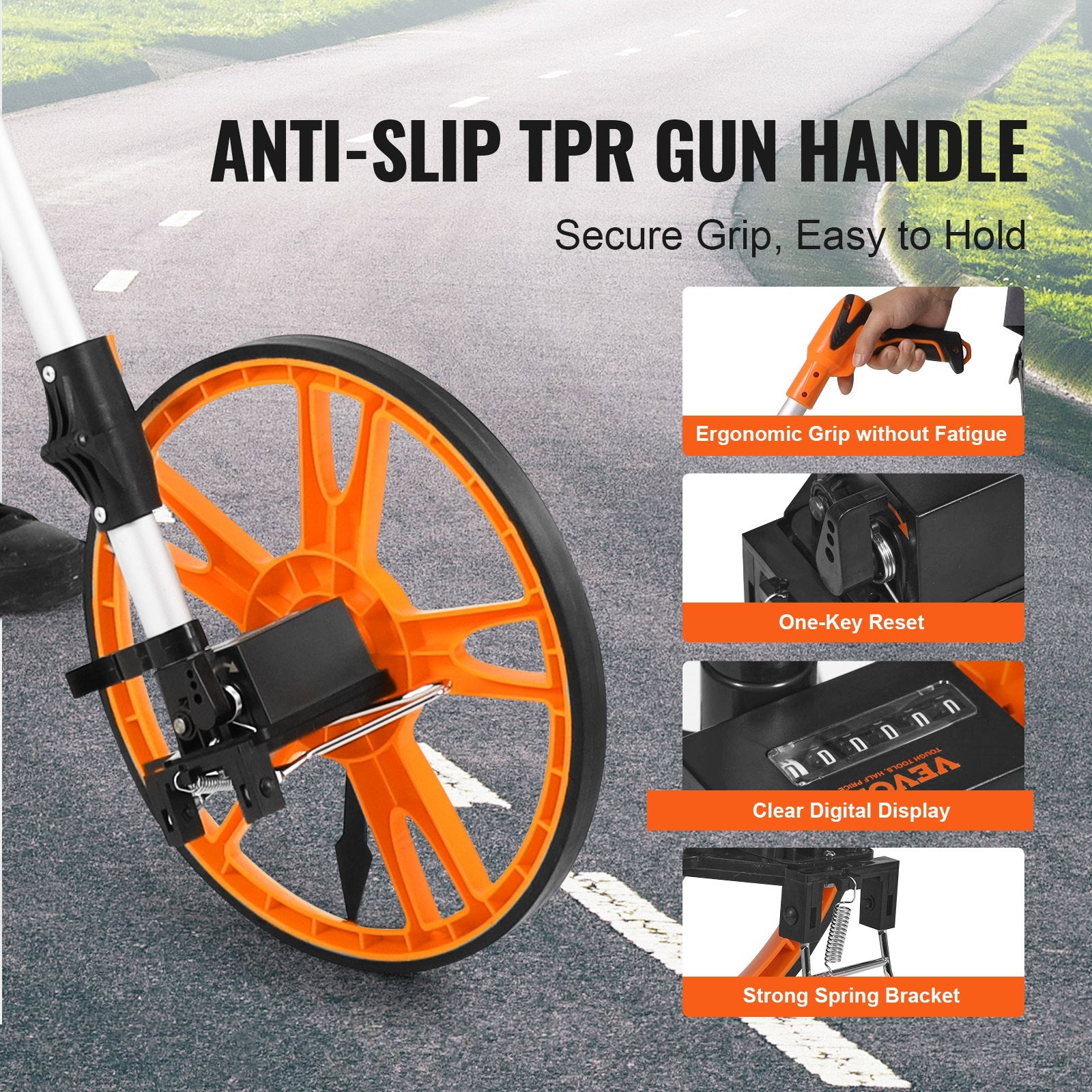 VEVOR Measuring Wheel 12.5” Road Runner Distance Telescoping Handle w/ Back Bag