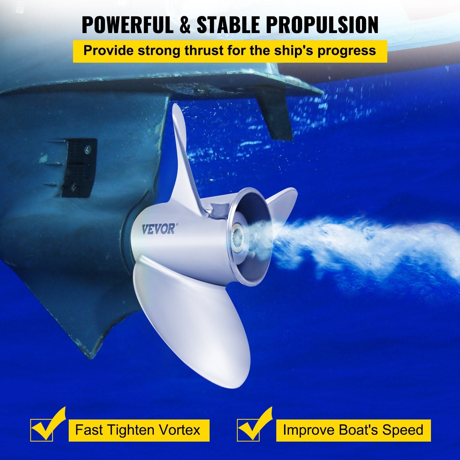 VEVOR Outboard Propeller, Replace for OEM 3860709, 3-Blade 14.5\" x 21\" Pitch Steel Boat Propeller, Compatible with Volvo Penta SX Drive All Models, with 19 Tooth Splines, RH