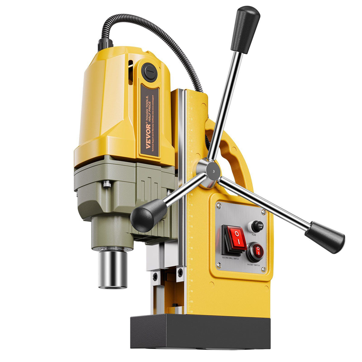 Magnetic Drill, 1400W Motor 1.6 in Boring Diameter, 2810 lbf Portable Electric Mag Drill Press, 800 RPM No-Load Speed, Drilling Machine for Metal Surface, Industrial and Home Improvement