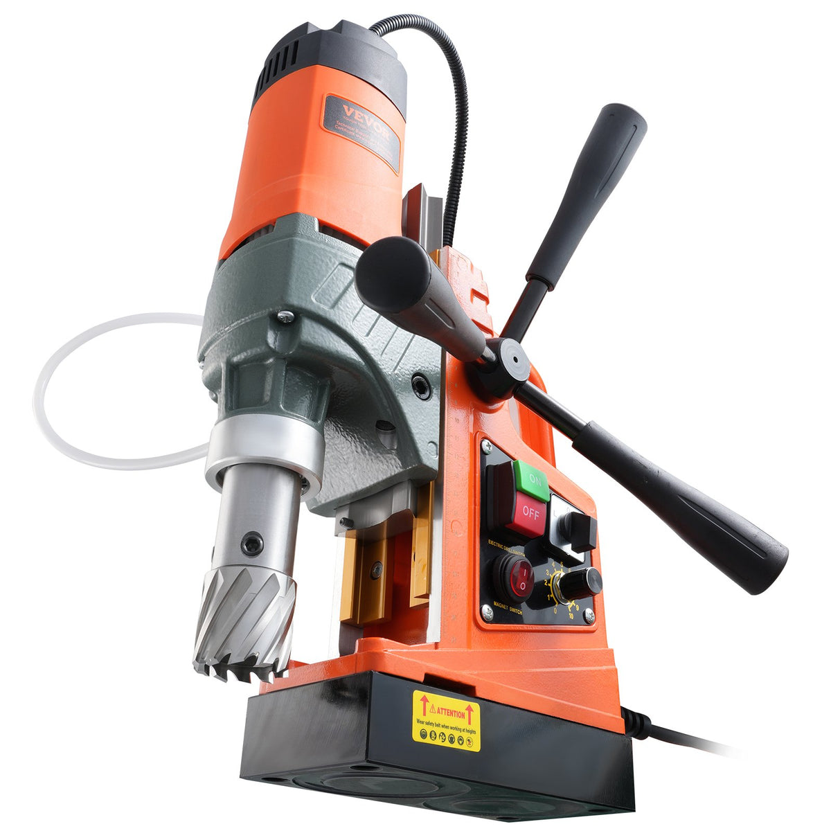 VEVOR Magnetic Drill, 1450W Motor 1.6 in Boring Diameter, 2810 lbf Portable Electric Mag Drill Press, with 2 Coring Bits, Variable Speed, Drilling Machine for Metal Surface, Home Improvement Industry