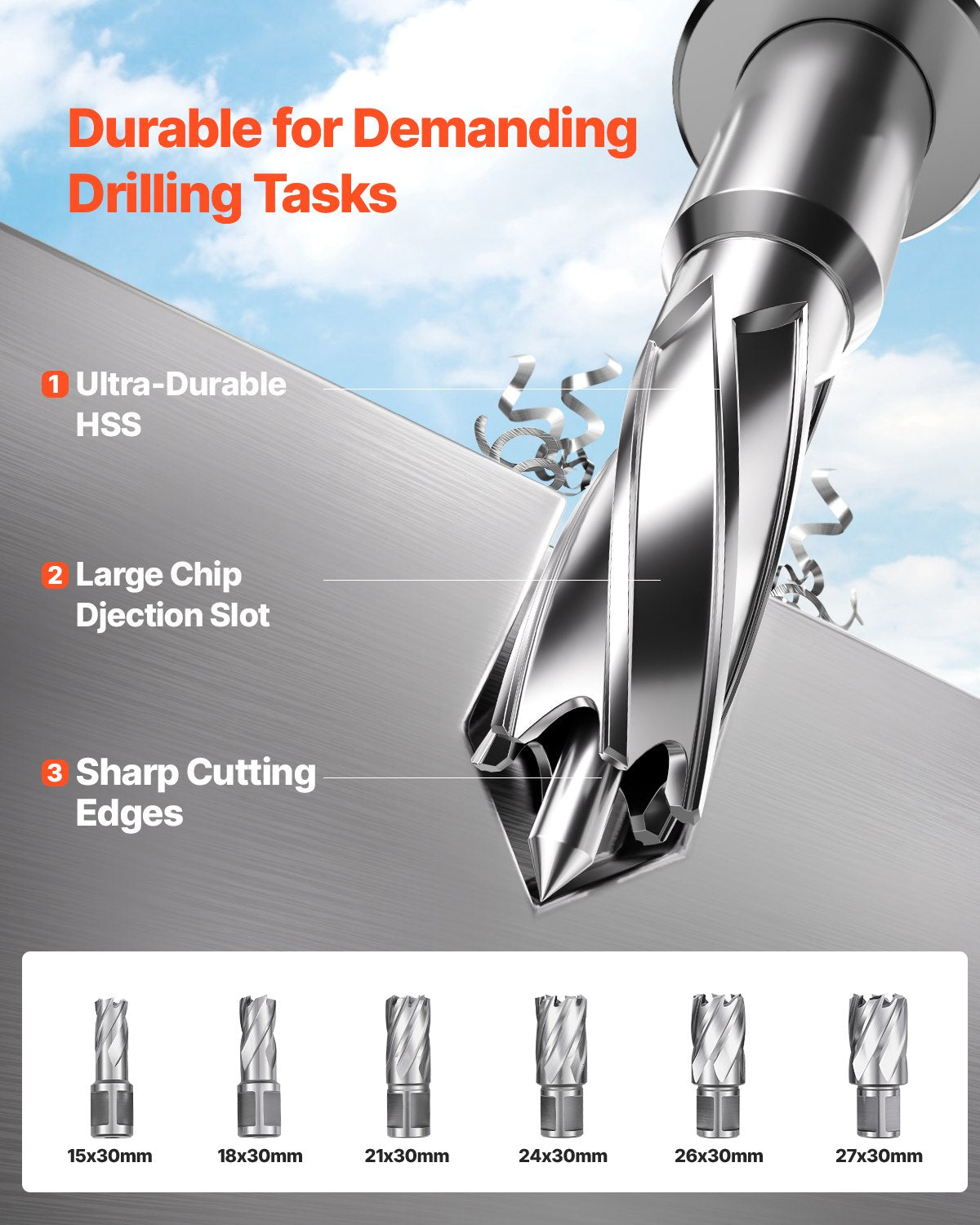 VEVOR Magnetic Drill, 1450W Motor 2 in Boring Diameter, 2878 lbf Portable Electric Mag Drill Press, with 6 Coring Bits, Variable Speed, Drilling Machine for Metal Surface, Home Improvement Industry