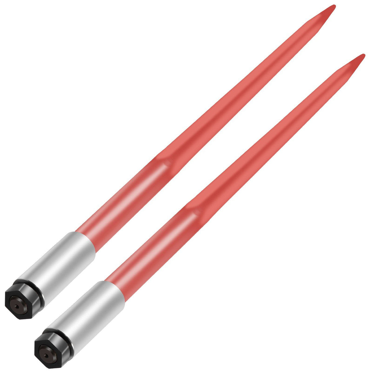 Pair Hay Spear 43" Bale Spear 3000 lbs Capacity, Bale Spike Quick Attach Square Hay Bale Spears 1 3/4", Red Coated Bale Forks, Bale Hay Spike with Hex Nut &amp; Sleeve for Buckets Tractors Loaders