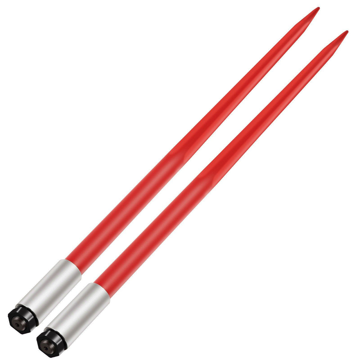 Pair Hay Spear 49" Bale Spear 3000 lbs Capacity, Bale Spike Quick Attach Square Hay Bale Spears 1 3/4", Red Coated Bale Forks, Bale Hay Spike with Hex Nut &amp; Sleeve for Buckets Tractors Loaders