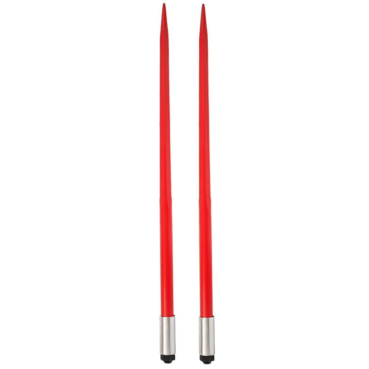 Pair Hay Spear 49" Bale Spear 3000 lbs Capacity, Bale Spike Quick Attach Square Hay Bale Spears 1 3/4", Red Coated Bale Forks, Bale Hay Spike with Hex Nut & Sleeve for Buckets Tractors Loaders