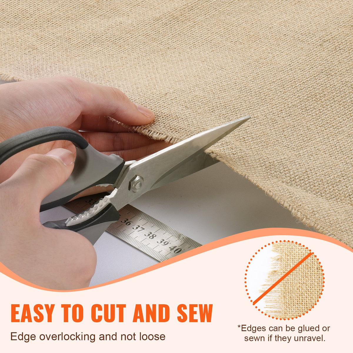 VEVOR Burlap Fabric Roll, 1016 mm x 22.86 m & 50 x 50 Density Wide Natural Burlap Fabric Rolls, Jute Fabric Burlap Tree Wrap Roll, for Decor, Crafts, Wedding, Gardening, Plant & Tree Winter Covering