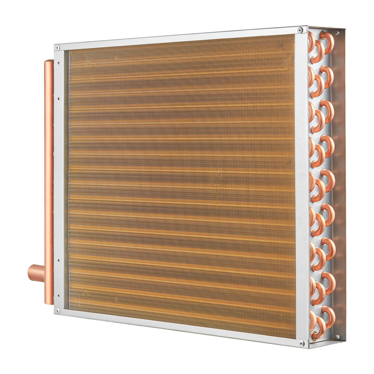 Heat Exchanger Water to Air, 18"x 20" with 3-Row 3/8" Copper Ports, 242 Aluminum Fins Heat Exchanger for Outdoor Wood Furnaces, Residential Heating and Cooling, and Forced Air Heating