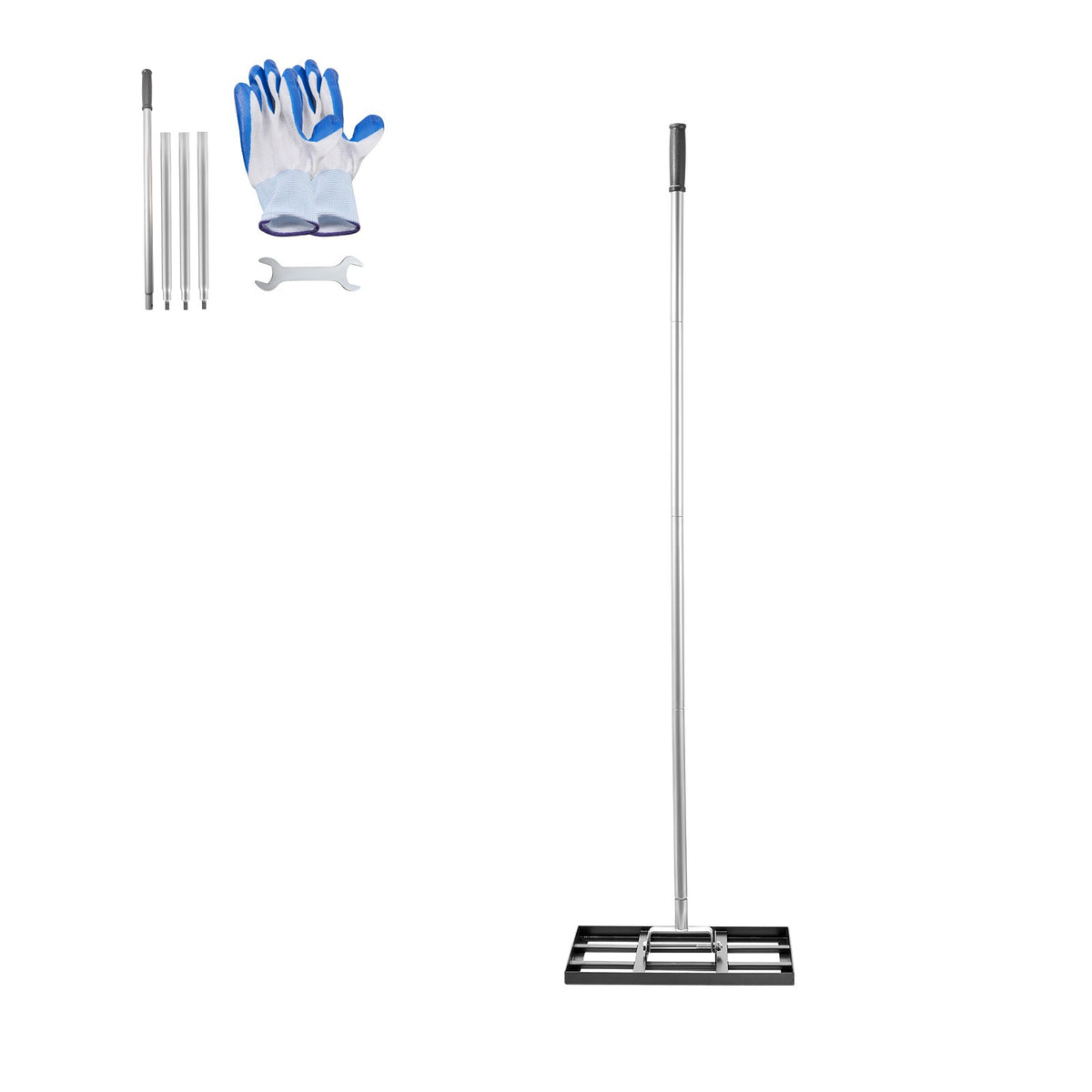 VEVOR 254 x 430 mm Lawn Leveling Rake 1980 mm Adjustable Handle for Yard Golf Court