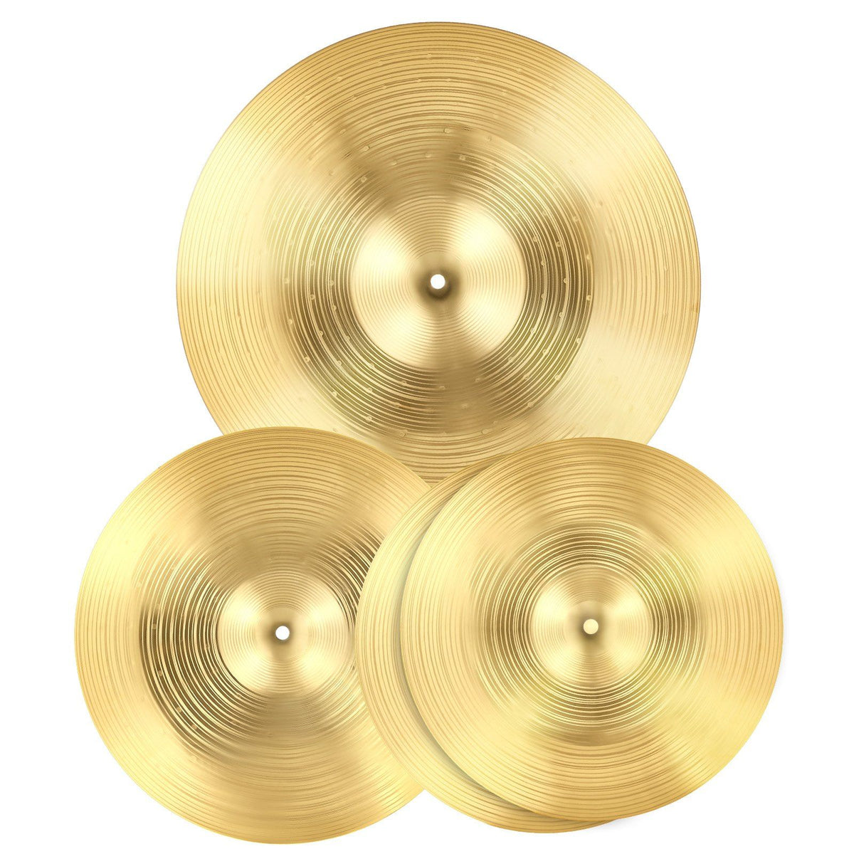 Cymbal Pack, 3 Pieces Cymbals for Drum Set, Alloy Cymbals Drum Set Includes 35.5 cm Hi-Hats, 40 cm Crash, 50.5 cm Ride, Drumsticks &amp; Cymbal Bag, Alloy Cymbal Pack for Drummer, Bright Copper