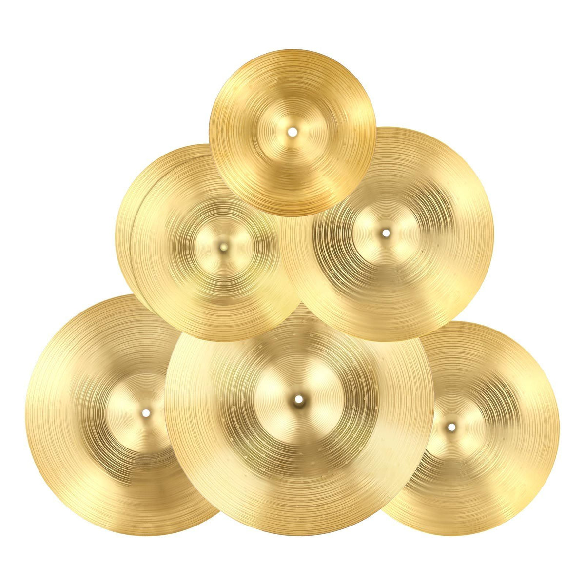 Cymbal Pack, 6 Pieces Cymbals for Drum Set, Alloy Cymbals Drum Set Includes 35.5 cm Hi-Hats, 40 cm Crash, 45.5 cm Crash, 50.5 cm Ride, 25.4 cm Splash, 40 cm China, Drumsticks &amp; Cymbal Bag