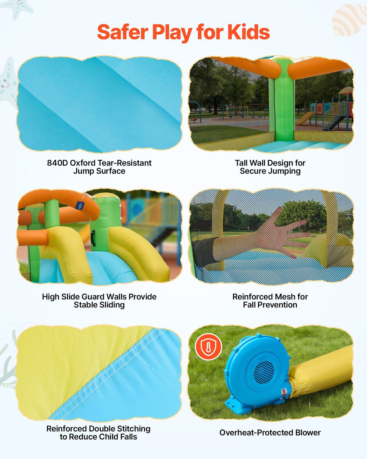 Inflatable Bounce House, 3.82 x 3.98 x 1.97 m Inflatable Bounce House Water Slide, Bouncer Castle with Castle Bounces, Basketball Hoop, Splash Pool & Water Ring Toss, for 3 to 4 Kids Ages 3 to 8