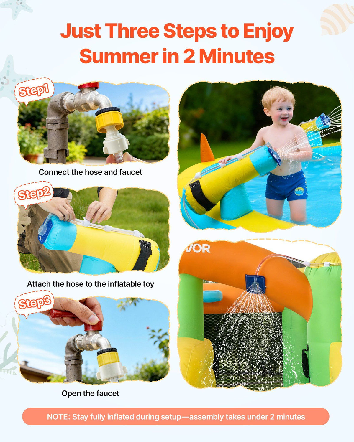 Inflatable Bounce House, 3.82 x 3.98 x 1.97 m Inflatable Bounce House Water Slide, Bouncer Castle with Castle Bounces, Basketball Hoop, Splash Pool & Water Ring Toss, for 3 to 4 Kids Ages 3 to 8