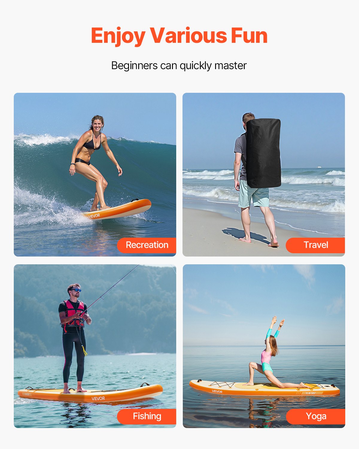 VEVOR Inflatable Stand Up Paddle Board, 3.53m x 89cm x 15cm Wide Ultra-Light SUP Paddleboard, All Accessories Included, Pump, Paddle, Fin, Backpack, Ankle Leash, Strap, Non-slip Deck for Youth, Adults