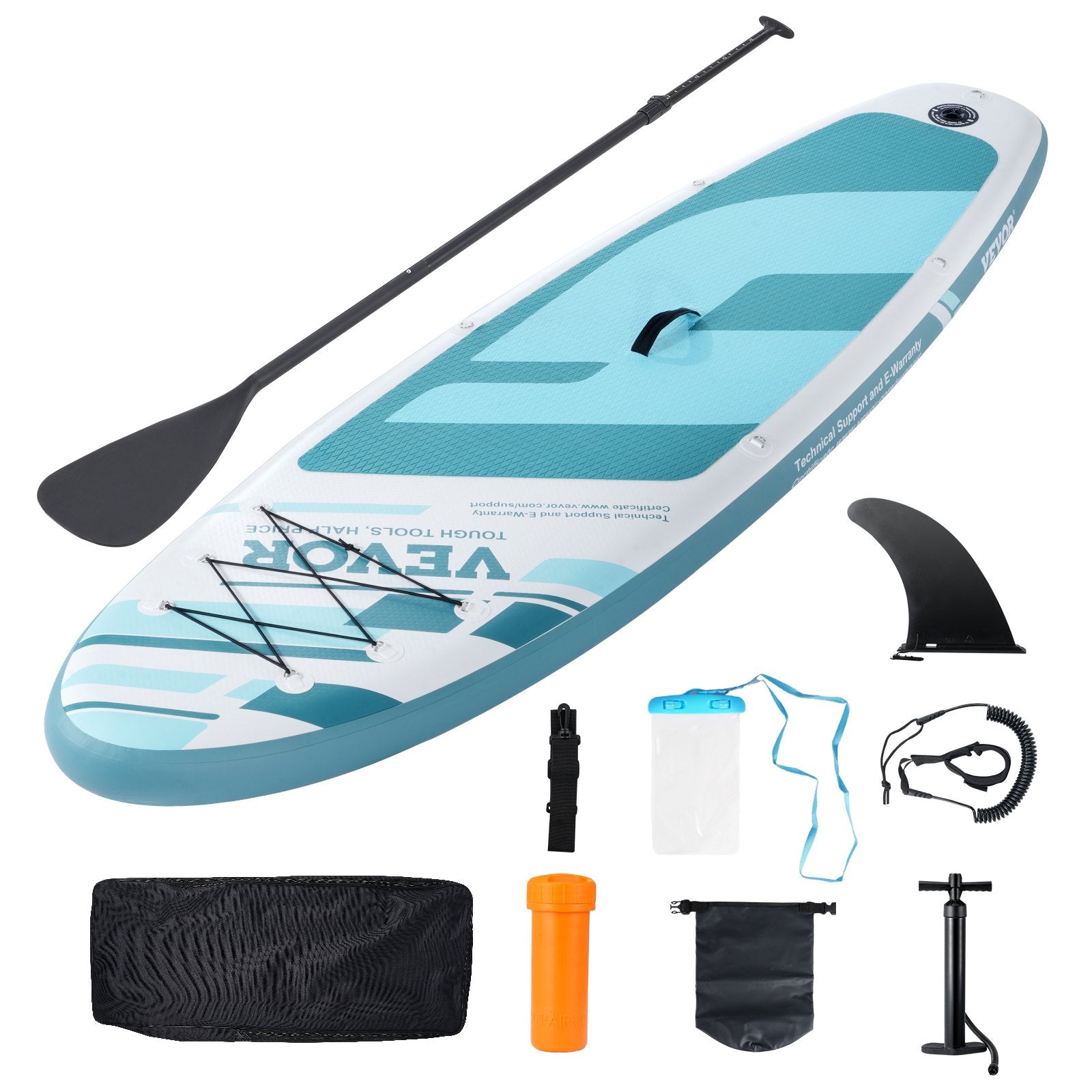 VEVOR Inflatable Stand Up Paddle Board, 3230 x 838 x 152 mm SUP Paddleboard, with Board Accessories, Pump, Paddle, Fin, Phone Bag, Backpack, Ankle Leash, Repair Kit, Non-slip Deck for Youth & Adults
