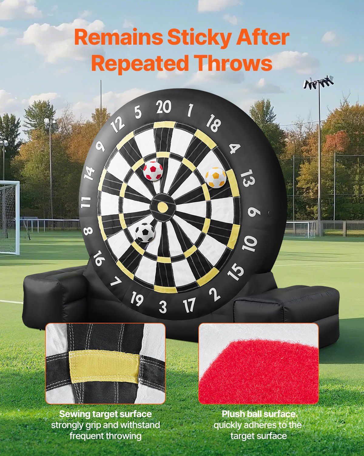 Inflatable Soccer Dart Board, over 2.5 m High Giant Soccer Dart Board with 9 Kick Balls & Air Pump, 2-Minutes Setup & Storage Bag for Easy Carrying, for Giant Yard Games, Giant Kick Darts Game