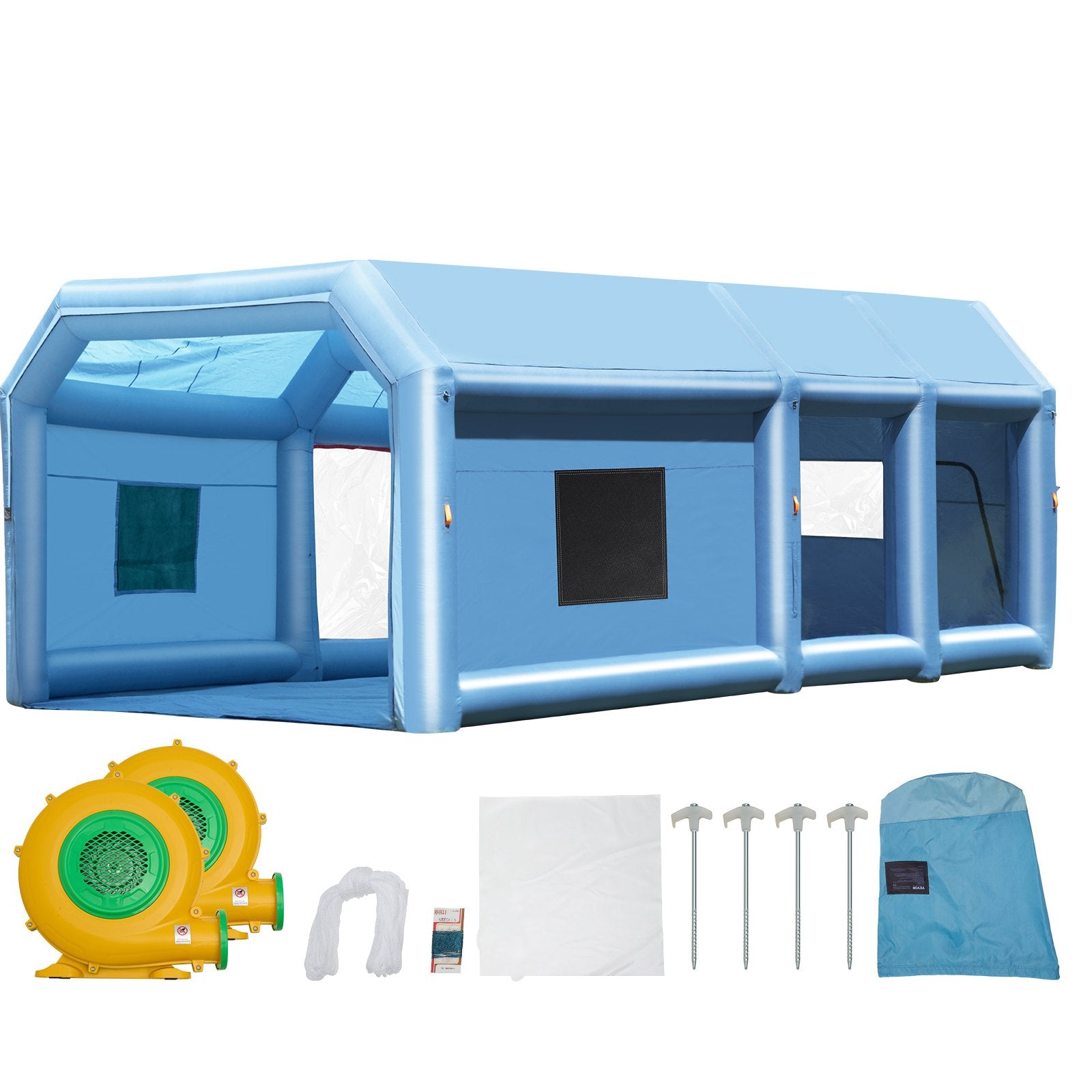 VEVOR Inflatable Paint Booth 23x13.1x9ft Inflatable Spray Booth 750W+480W Blower