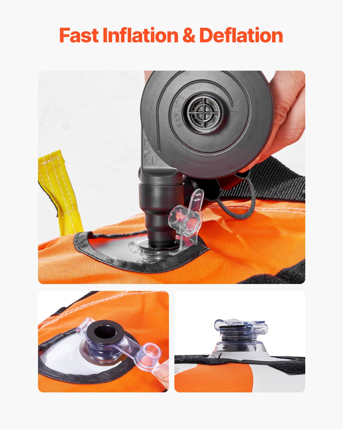 VEVOR Towable Tube for Boating, 1-3 Riders Inflatable Boat Tubes and Towables, 510lbs Water Sport Towable Tube for Boat to Pull - with Full Nylon Cover, 16 Grab Handles, Dual Tow Points & Safety Valve