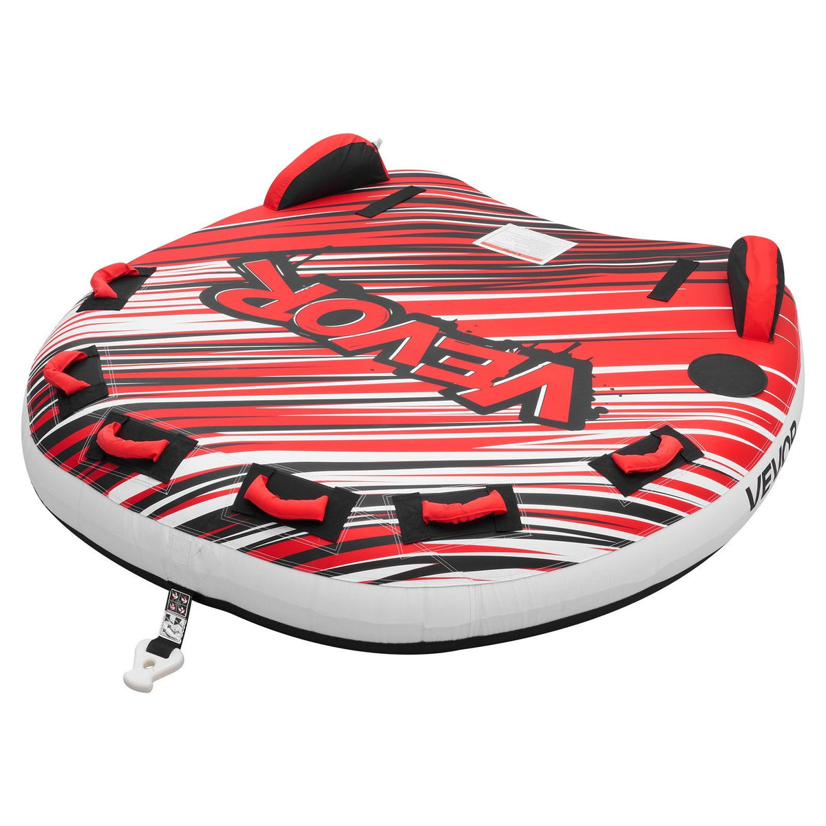 Towable Tube for Boating, 3 Riders Inflatable Boat Tubes and Towables, 231 kg Capacity Water Sport Towable Tube for Boat to Pull - with Fins, Full Nylon Cover, Padded Handles &amp; Safety Valve