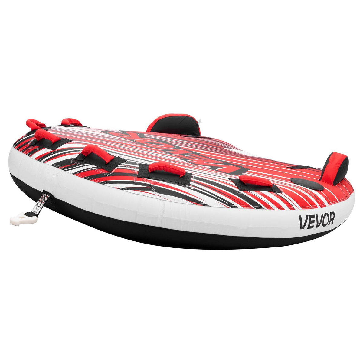 Towable Tube for Boating, 3 Riders Inflatable Boat Tubes and Towables, 231 kg Capacity Water Sport Towable Tube for Boat to Pull - with Fins, Full Nylon Cover, Padded Handles & Safety Valve