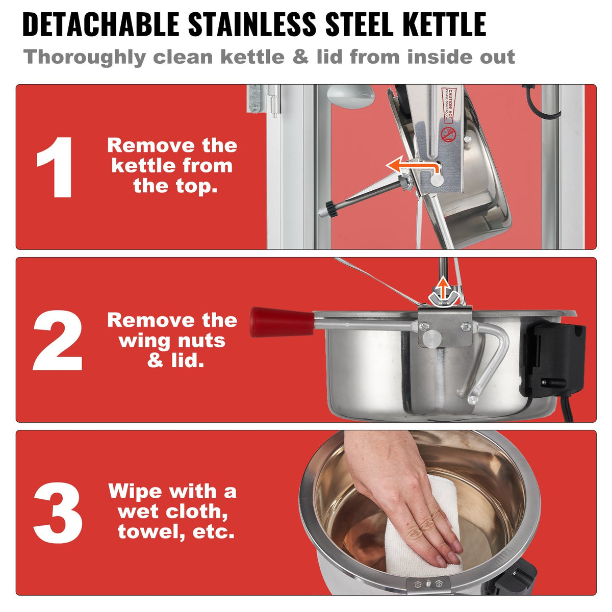 VEVOR Popcorn Popper Machine with Cart  Popcorn Maker 850W 8 Oz 48 Cups Red