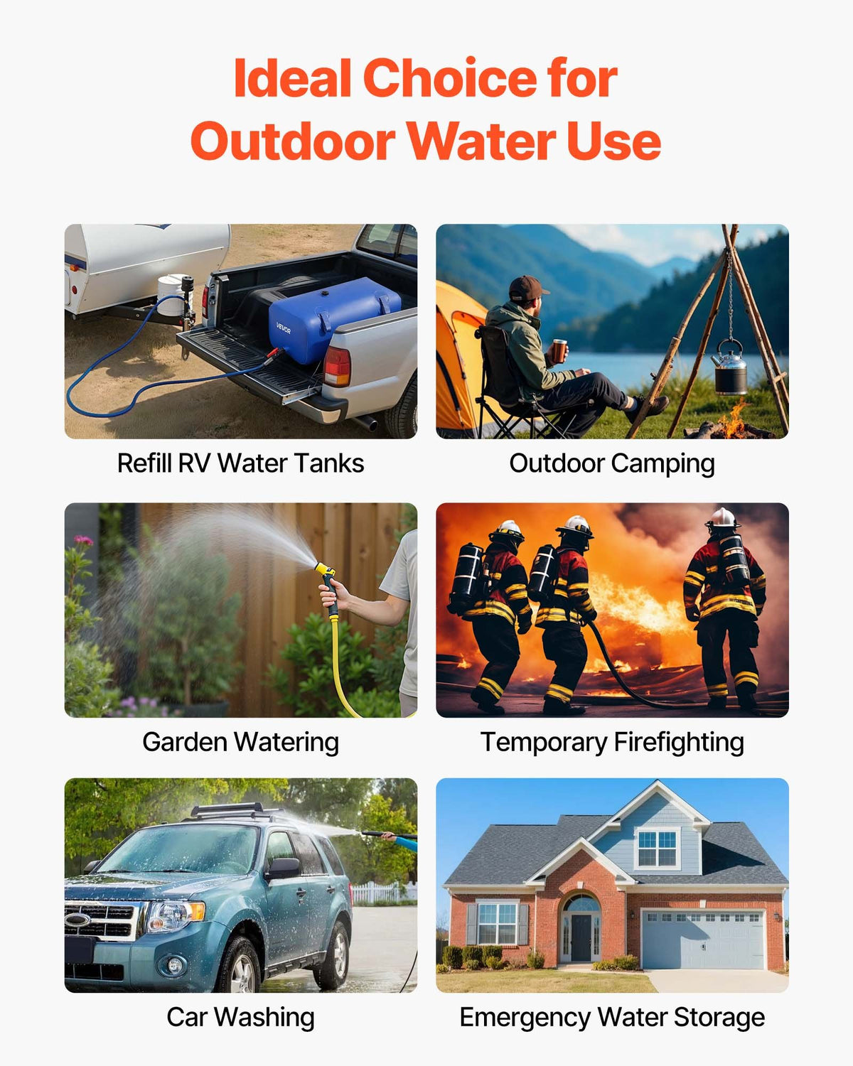 VEVOR Water Storage Bladder 113L Large Capacity Water Bag, Portable & Collapsible Soft Waters Container, Leakproof & Tear-Resistant PVC Emergency Waters Storage Tank for RV Truck & Outdoor Use