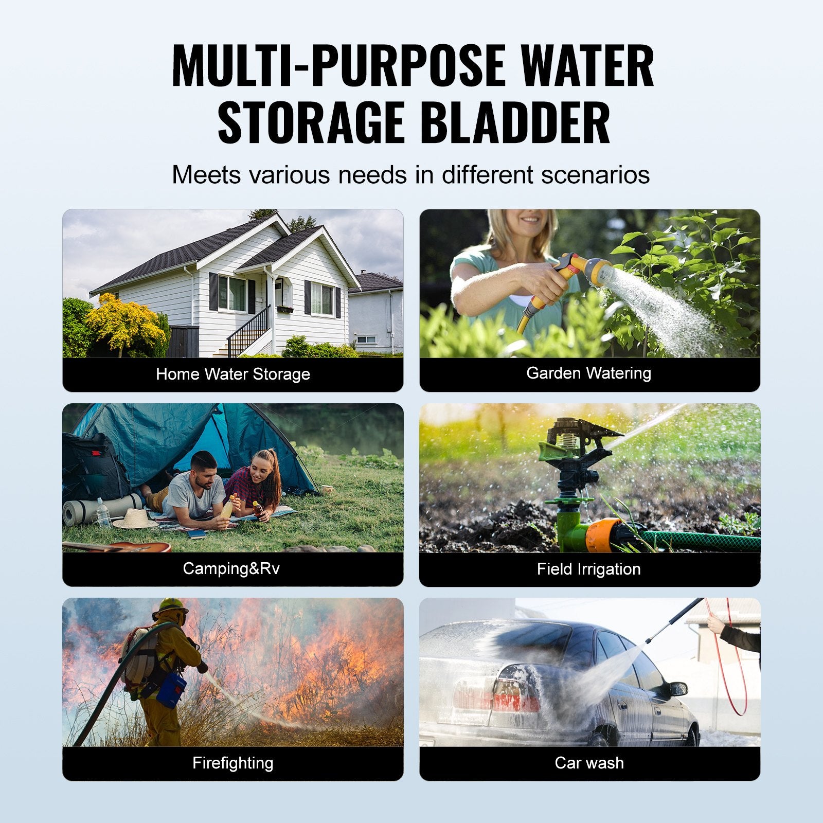 VEVOR Portable Water Storage Bladder 264 Gal 1000D PVC Collapsible Water Tank