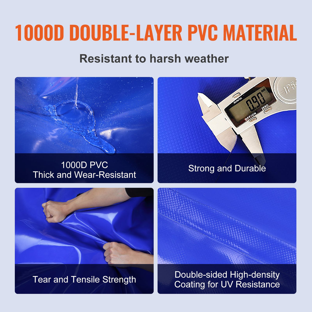 VEVOR Portable Water Storage Bladder 87 Gal 1000D PVC Collapsible Water Tank