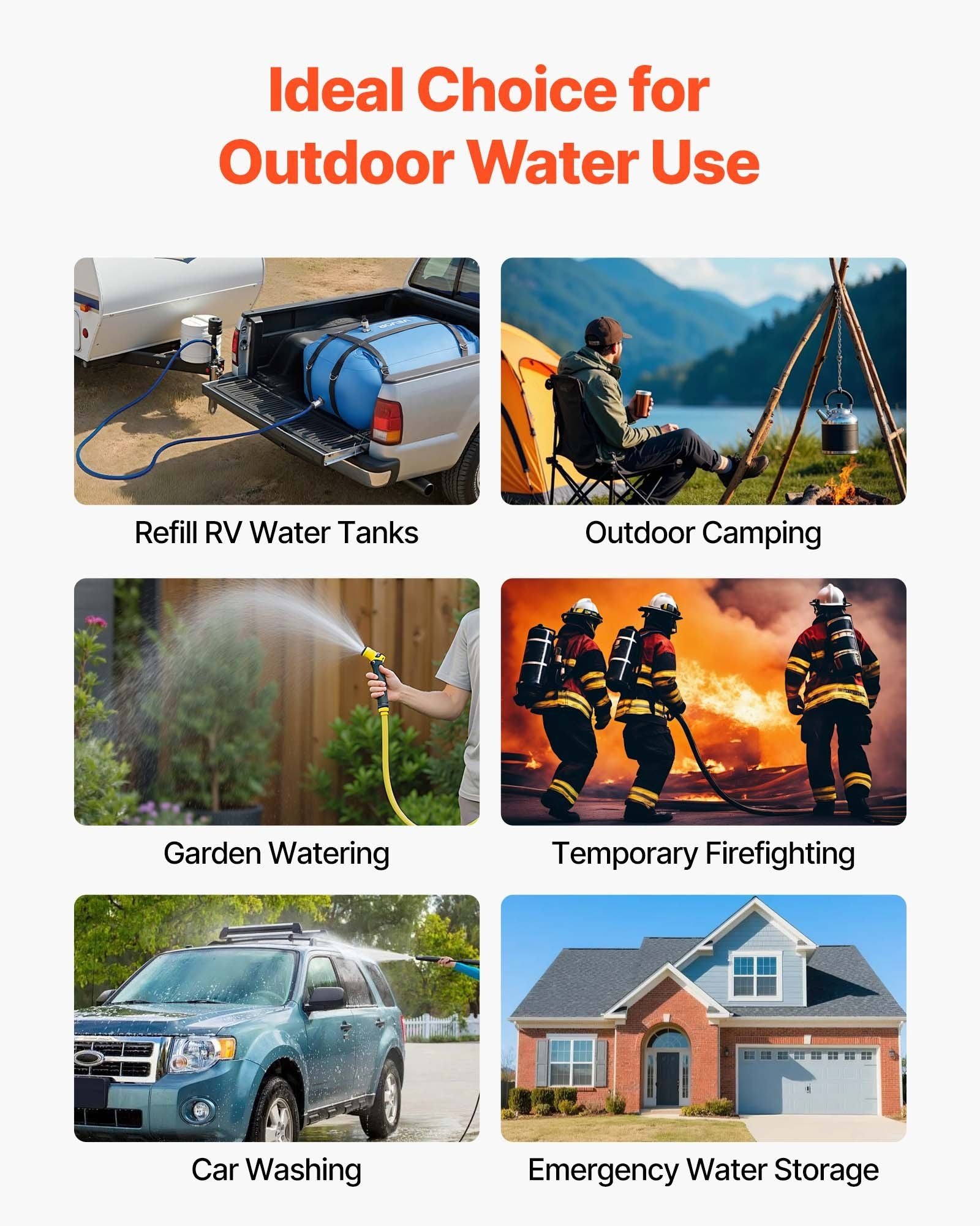 Water Storage Bladder, 132L Large Capacity TPU Soft Water Bag, Portable & Collapsible Water Storage Containers, Leakproof & Wear-Resistant RV Waters Tank for Camping Irrigation Outdoor Use