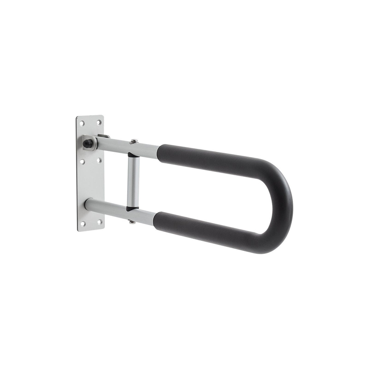 Toilet Safety Rail, 60.5 cm U-Shaped Handicap Grab Bar, Foldable Senior Safety Pole, Flip Up Toilet Grab Bars with Anti-Slip Support Handle, 136 kg Load Capacity for Elderly, Disabled, Pregnant