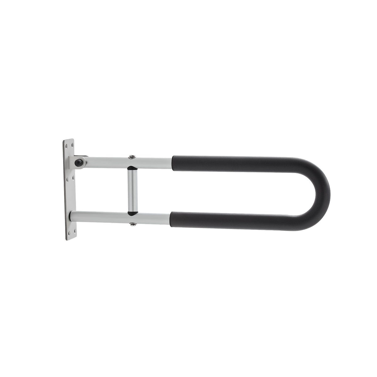 Toilet Safety Rail, 60.5 cm U-Shaped Handicap Grab Bar, Foldable Senior Safety Pole, Flip Up Toilet Grab Bars with Anti-Slip Support Handle, 136 kg Load Capacity for Elderly, Disabled, Pregnant