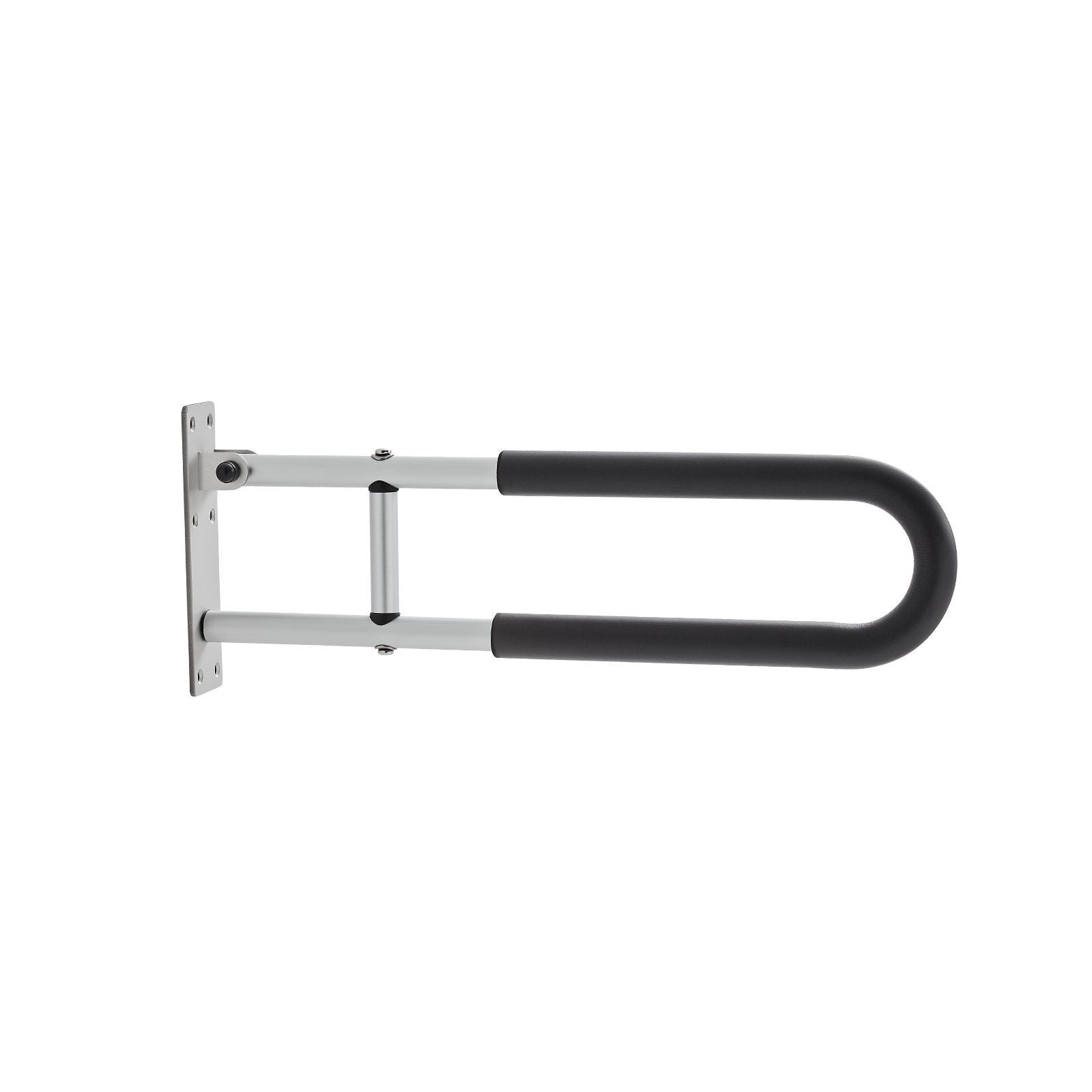 Toilet Safety Rail, 60.5 cm U-Shaped Handicap Grab Bar, Foldable Senior Safety Pole, Flip Up Toilet Grab Bars with Anti-Slip Support Handle, 136 kg Load Capacity for Elderly, Disabled, Pregnant