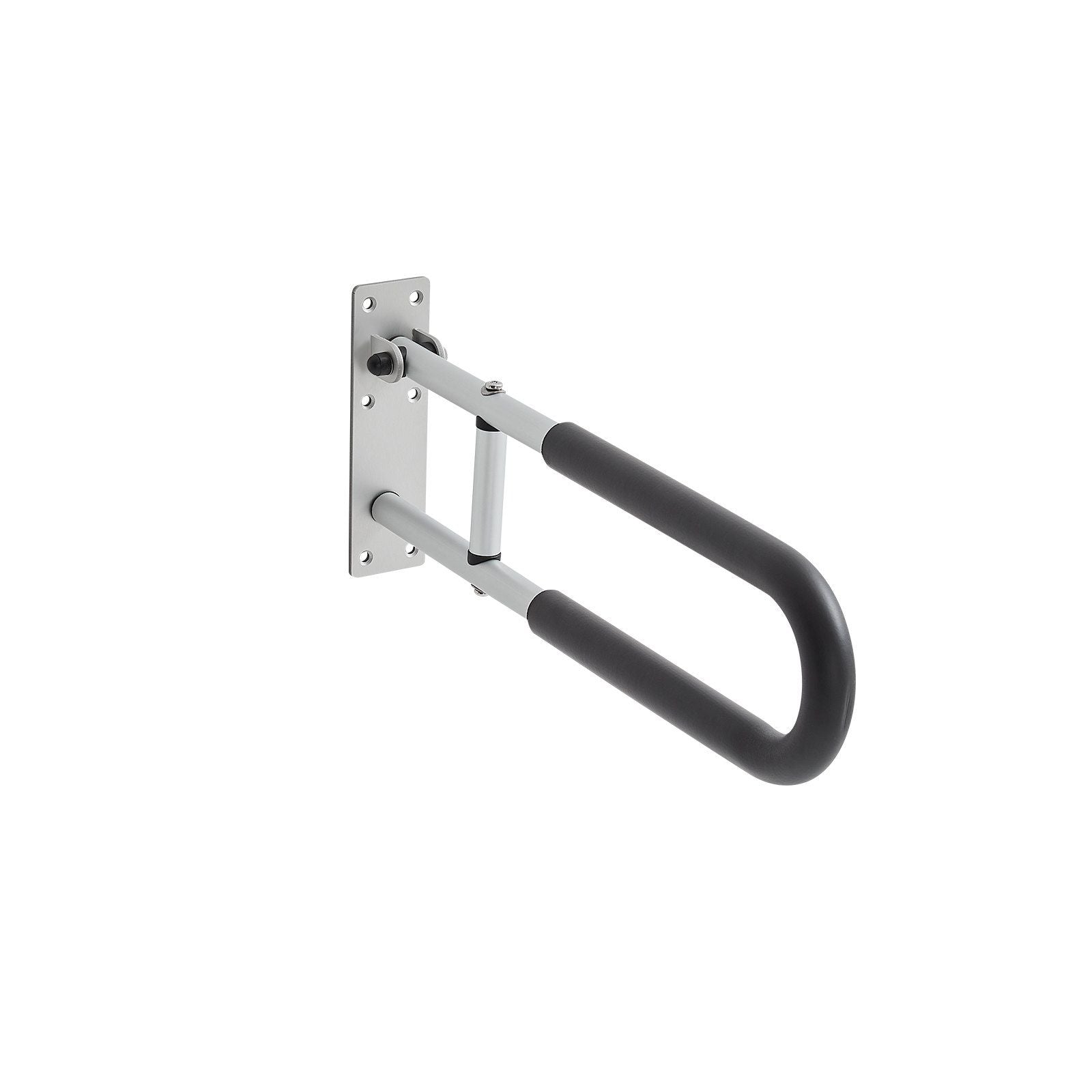 Toilet Safety Rail, 60.5 cm U-Shaped Handicap Grab Bar, Foldable Senior Safety Pole, Flip Up Toilet Grab Bars with Anti-Slip Support Handle, 136 kg Load Capacity for Elderly, Disabled, Pregnant