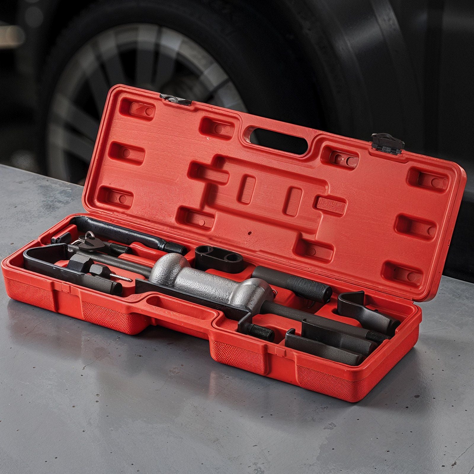Dent Puller Kit, 4.54 kg 13-in-1 Slide Hammer Dent Removal Kit, Heavy-Duty Auto Body Truck Repair Automotive Damage Remover Tool Repair Frame with Carrying Case, Extension Rod, Non-Slip Handle
